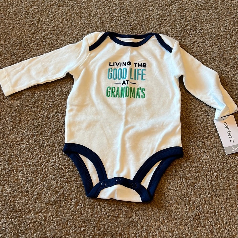 Carter’s BNWT onesie.  3 month. Living the good life at Grandma’s.